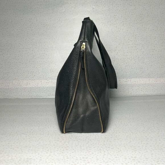 Tory Burch Black Pebbled Leather Expandable Hobo Shoulder Bag - Picture 7 of 13